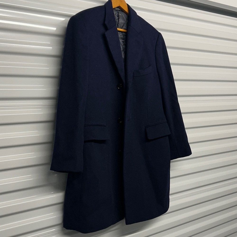 'MADE FOR YOU'-Very Nice Navy Wool/Cashmere Car Coat W/Quilted Lining & 5Pockets